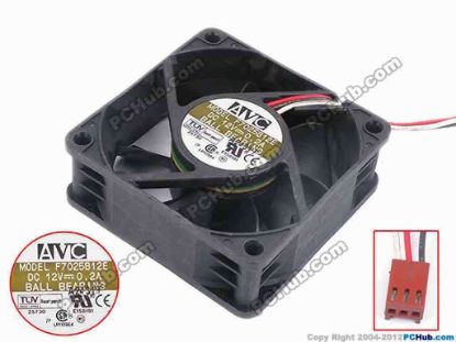 80538 AVC F7025B12E Server - Square Fan sq70x70x25, w160x3x3, 12V 0.2A AVC F7025B12E Server - Square Fan 