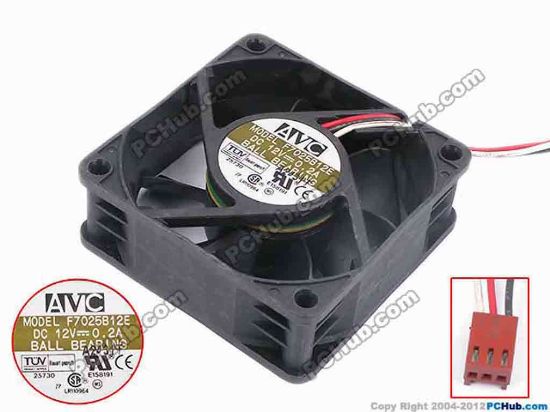80538 AVC F7025B12E Server - Square Fan sq70x70x25, w160x3x3, 12V 0.2A AVC F7025B12E Server - Square Fan 