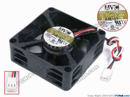 80539 AVC F7025B12LX Server - Square Fan sq70x70x25, w150x3x3, 12V 0.25A AVC F7025B12LX Server - Square Fan 