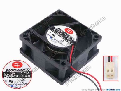 80557 Superred CHA6012CBN-O-R Server - Square Fan sq60x60x25, w150x2x2, 12V 0.22A Superred CHA6012CBN-O-R Server - Square Fan 