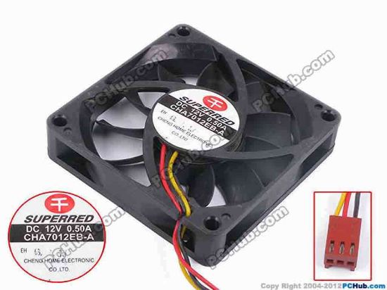 80564 Superred CHA7012EB-A Server - Square Fan sq70x70x15, w150x3x3, 12V 0.5A Superred CHA7012EB-A Server - Square Fan 