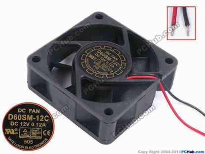 80576 Y.L FAN / Yate Loon D60SM-12C Server - Square Fan sq60x60x25, 2-Wire, 12V 0.12A Y.L FAN / Yate Loon D60SM-12C Server - Square Fan 