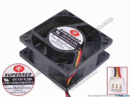 80584 Superred CHA6012EB-55-OF-A Server - Square Fan sq60x60x23, w55x3x3, 12V 0.28A Superred CHA6012EB-55-OF-A Server - Square Fan 