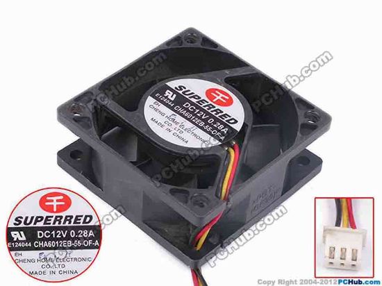 80584 Superred CHA6012EB-55-OF-A Server - Square Fan sq60x60x23, w55x3x3, 12V 0.28A Superred CHA6012EB-55-OF-A Server - Square Fan 