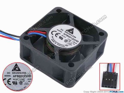 80619 Delta Electronics AFB0512VHD Server - Square Fan -S53R, sq50x50x20, w40x3x5, 12V 0.24A Delta Electronics AFB0512VHD Server - Square Fan 
