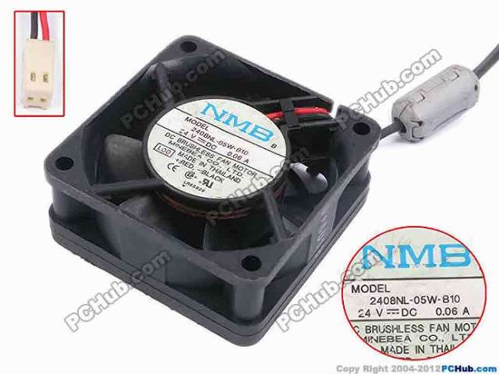 80682 NMB-MAT / Minebea 2408NL-05W-B10 Server - Square Fan L00, sq60x60x25, w360x2x2, 24V 0.06A NMB-MAT / Minebea 2408NL-05W-B10 Server - Square Fan 