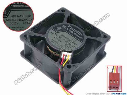 80709 Panasonic FBA06A12H Server - Square Fan -1BS, sq60x60x25, w65x3x3, 12V 0.22A Panasonic FBA06A12H Server - Square Fan 
