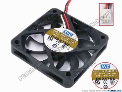 80710 AVC DA07015B12U Server - Square Fan -FAR, sq60x60x10, w160x3x3, 12V 0.4A AVC DA07015B12U Server - Square Fan 