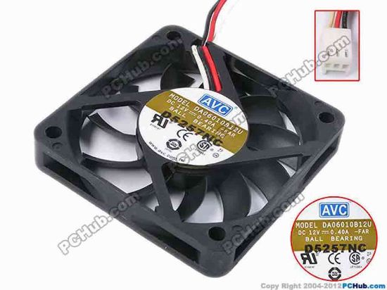 80710 AVC DA07015B12U Server - Square Fan -FAR, sq60x60x10, w160x3x3, 12V 0.4A AVC DA07015B12U Server - Square Fan 