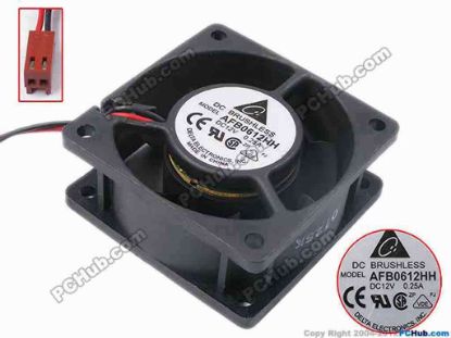 80765 Delta Electronics AFB0612HH Server - Square Fan sq60x60x25, w70x2x2, 12V 0.25A Delta Electronics AFB0612HH Server - Square Fan 