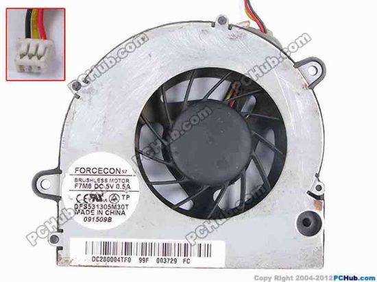 80819 Forcecon DFS531305M30T Cooling Fan  F7M6, w55x3x3, 5V 0.50A Forcecon DFS531305M30T Cooling Fan  