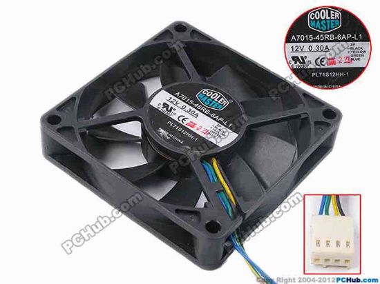 80842 Cooler Master PL71S12HH-1 Server - Square Fan sq70x70x15, w205x4x4, 12V 0.3A Cooler Master PL71S12HH-1 Server - Square Fan 