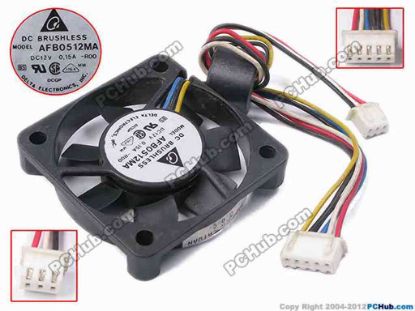 80843 Delta Electronics AFB0512MA Server - Square Fan -R00, sq50x50x10, w105x5x5, 12V 0.15A Delta Electronics AFB0512MA Server - Square Fan 