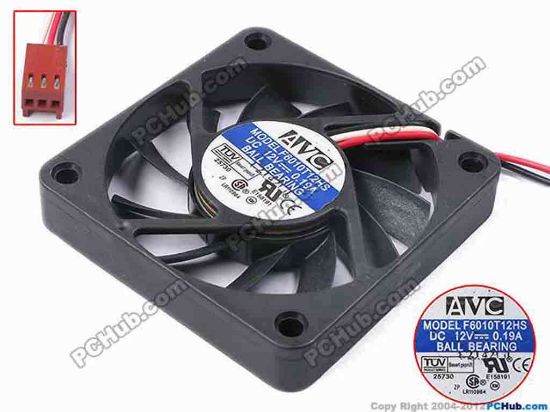 80927 AVC F6010T12HS Server - Square Fan sq60x60x10, w145x3x3, 12V 0.19A AVC F6010T12HS Server - Square Fan 