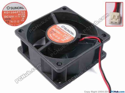 80938 SUNON KD1206PTS3 Server - Square Fan A125, C112, sq60x60x25, w155x2x2, 12V 1.1W SUNON KD1206PTS3 Server - Square Fan 