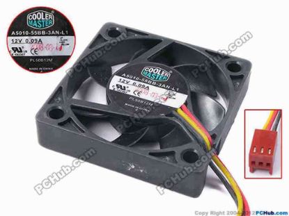 80946 Cooler Master PL50B12M Server - Square Fan sq50x50x10, w200x3x3, 12V 0.09A Cooler Master PL50B12M Server - Square Fan 