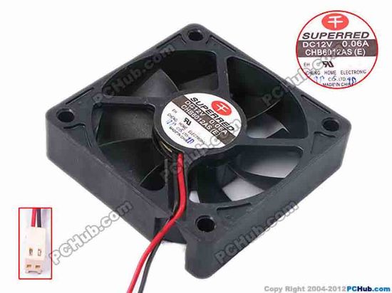 80981 Superred CHB6012AS Server - Square Fan E, sq60x60x15, w70x2x2, 12V 0.06A Superred CHB6012AS Server - Square Fan 