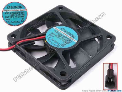 81012 SUNON KD1206PFB1 Server - Square Fan MS.G.(9).M, sq60x60x10, w110x2x2, 12V 2.8W SUNON KD1206PFB1 Server - Square Fan 