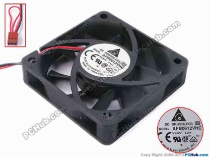 81023 Delta Electronics AFB0612VHC Server - Square Fan sq60x60x13, w155x2x3, 12V 0.36A Delta Electronics AFB0612VHC Server - Square Fan 