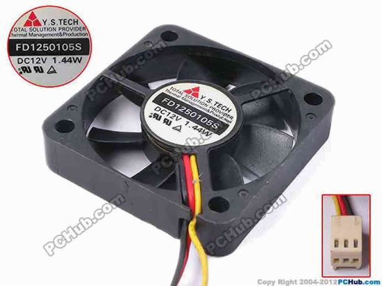 81036 Y.S TECH FD1250105S Server - Square Fan sq50x50x10, w245x3x3, 12V 1.44W Y.S TECH FD1250105S Server - Square Fan 