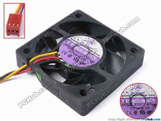 81072 Bi-Sonic BS501012H Server - Square Fan sq50x50x10, w120x3x3, 12V 0.16A Bi-Sonic BS501012H Server - Square Fan 
