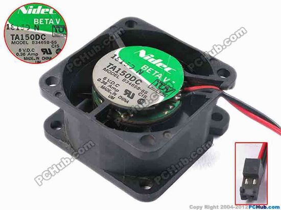 81073 Nidec B34658-55 Server - Square Fan CIS, sq40x40x20, w65x2x2, 5V 0.36A Nidec B34658-55 Server - Square Fan 