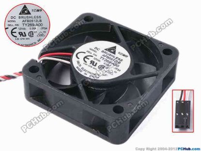 81085 Delta Electronics AFB0512LB Server - Square Fan -7F54, sq50x50x15, w310x3x3, 12V 0.09A Delta Electronics AFB0512LB Server - Square Fan 