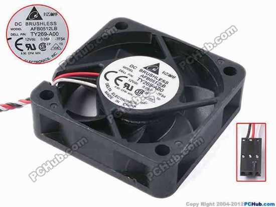 81085 Delta Electronics AFB0512LB Server - Square Fan -7F54, sq50x50x15, w310x3x3, 12V 0.09A Delta Electronics AFB0512LB Server - Square Fan 