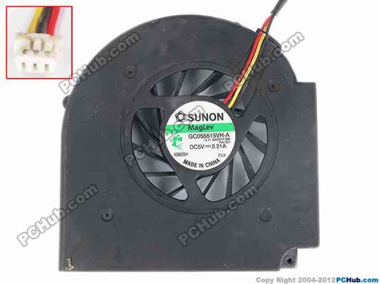 81114 SUNON GC055515VH-A Cooling Fan  13.V1.B4237.F.GN, w50x3x3, 5V 0.21A, Bare fan SUNON GC055515VH-A Cooling Fan  