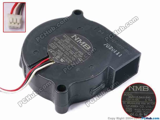 81123 NMB-MAT / Minebea BM5115-04W-B49 Server - Blower Fan L04, bw52x52x15, w150x3x3, 12V 0.16A NMB-MAT / Minebea BM5115-04W-B49 Server - Blower Fan 