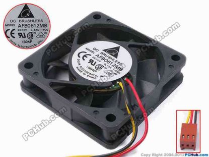 81131 Delta Electronics AFB0612MB Server - Square Fan -F00, sq60x60x15, w185x3x3, 12V 0.12A Delta Electronics AFB0612MB Server - Square Fan 