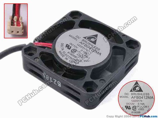 81143 Delta Electronics AFB0412MA Server - Square Fan sq40x40x10, w215x2x2, 12V 0.1A Delta Electronics AFB0412MA Server - Square Fan 