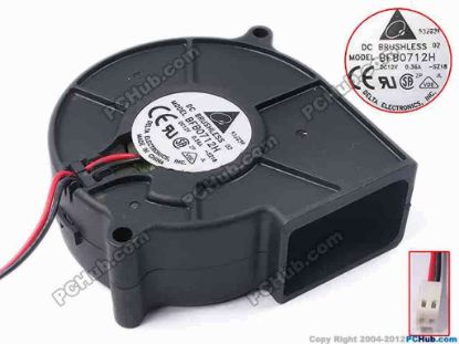 81170 Delta Electronics BFB0712H Server - Blower Fan -SZ18, bw75x75x30, w80x2x2, 12V 0.36A Delta Electronics BFB0712H Server - Blower Fan 