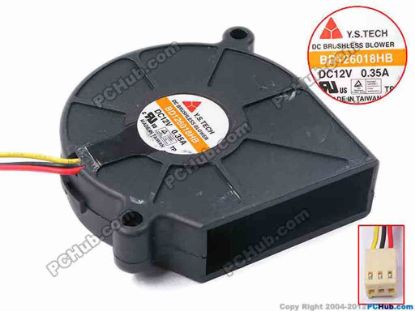81171 Y.S TECH BD126018HB Server - Blower Fan bw60x60x17, w140x3x3, 12v 0.35A Y.S TECH BD126018HB Server - Blower Fan