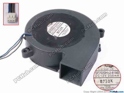 81193 Toshiba SF7020H12-61AS Server - Blower Fan bw70x68x20, w45x3x3, 12V 0.25A Toshiba SF7020H12-61AS Server - Blower Fan 