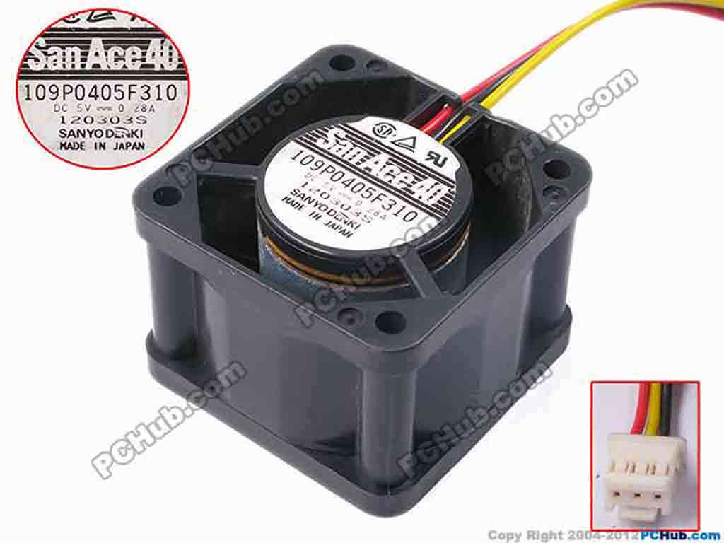 DC 5V 0.28A, 40x40x28mm 109P0405F310 Sanyo Denki 109P0405F310 Server ...