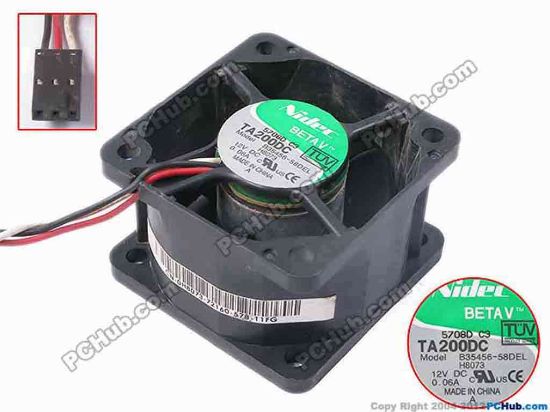 81218 Nidec B35456-58DEL Server - Square Fan H8073, sq50x50x32, w170x3x3, 12V 0.06A Nidec B35456-58DEL Server - Square Fan 