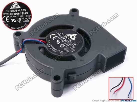 81241 Delta Electronics BFB0612MB Server - Blower Fan -SM01, bw60x60x15, w160x3, 12V 0.18A Delta Electronics BFB0612MB Server - Blower Fan 