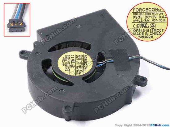 81251 Forcecon DFS451512MC0T Server - Blower Fan bw69x69x15, w155x3x3, 12V 0.4A Forcecon DFS451512MC0T Server - Blower Fan