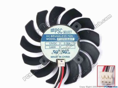 81285 PSC Select P1127010LB1F Server - Frameless / GPU Fan dia65x65x10, w60x3x3, 12V 0.3A 3.6W, Black PSC Select P1127010LB1F Server - Frameless / GPU Fan