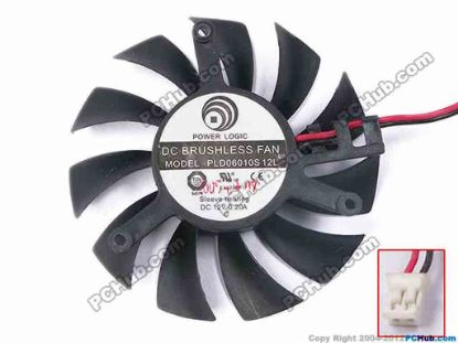 81286 Power Logic PLD06010S12L Server - Frameless / GPU Fan dia54x54x10, w80x4x4,12V 0.2A, Green Power Logic PLD06010S12L Server - Frameless / GPU Fan ,&nbsp;