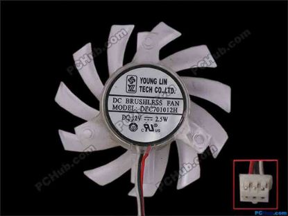 81288 Young Lin DFC701012H Server - Frameless / GPU Fan dia64x64x11, w65x3x3, 12V 2.5W, Trans White Young Lin DFC701012H Server - Frameless / GPU Fan 