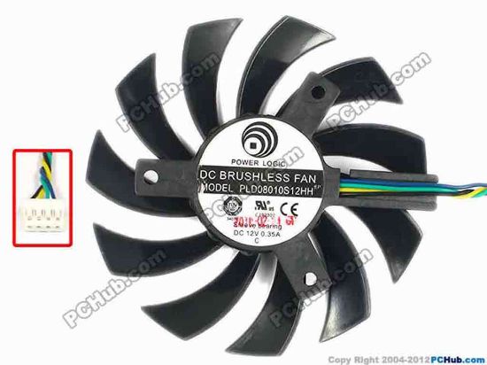 81297 Power Logic PLD08010S12HH Server - Frameless / GPU Fan dia73x73x10, w65x4x4, 12V 0.35A Power Logic PLD08010S12HH Server - Frameless / GPU Fan 