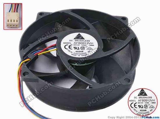 81299 Delta Electronics AFB0912VH Server - Round Fan -SM04, dia95x95x25, w200x4x4, 12V 0.6A Delta Electronics AFB0912VH Server - Round Fan 