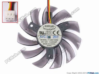 81309 Everflow T128010SM Server - Frameless / GPU Fan dia74x74x10, w50x3x3, 12V 0.2A, Trans.Black Everflow T128010SM Server - Frameless / GPU Fan 