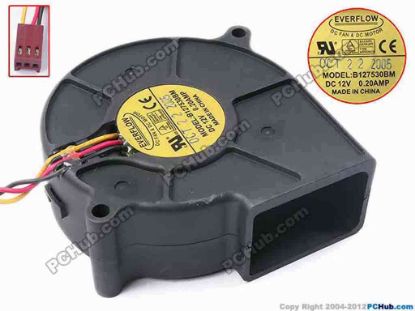 81317 Everflow B127530BM Server - Blower Fan P/N : 88-J500-01, bw75x75x30, w205x3x3, 12V 0.2A Everflow B127530BM Server - Blower Fan