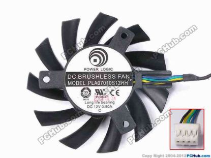 81321 Power Logic PLA07010S12HH Server - Frameless / GPU Fan 12V 0.5A, W115x4x4, D65x10, Black Power Logic PLA07010S12HH Server - Frameless / GPU Fan 