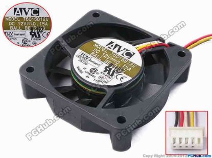 81332 AVC T6015B12U Server - Square Fan sq60x60x15, w160x4x5, 12V 0.15A AVC T6015B12U Server - Square Fan 
