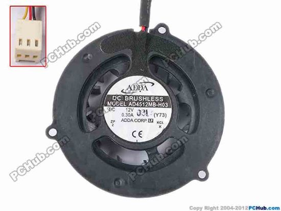 81333 ADDA AD4512MB-H03 Server - Round Fan Y73, dia48x48x13, w110x3x3, 12V 0.3A ADDA AD4512MB-H03 Server - Round Fan 