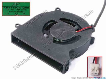 81343 ADDA AB5312UX-G00 Server - Blower Fan 1TCW, bw53x51x10, w95x2x2, 12V 0.16A ADDA AB5312UX-G00 Server - Blower Fan